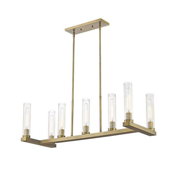 Z-Lite Beau 7 Light Island, Rubbed Brass & Clear 3031-7L-RB